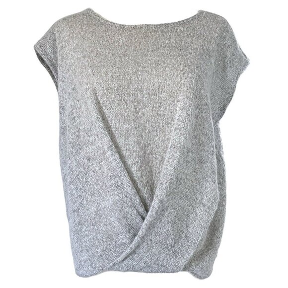 DKNY Womens Knit Sweater Top Sz S Gray Sheer Drape Lightweight Minimal Boat Neck - Picture 1 of 10